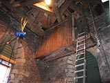 der Aufgang zur Türmerstube kann erst nach der Glockenmontage wieder eingebaut werden